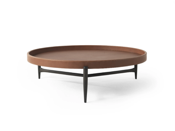 CHAMBERS - Low round tanned leather coffee table by Gianfranco Ferré Home - view 2